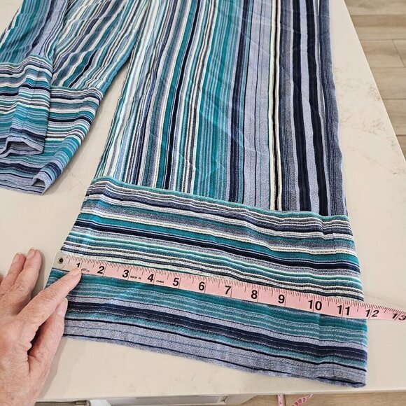 Band of Gypsies Size Small Stripe Blue Multicolor Pull On Wide Leg Pocket Pants - Picture 13 of 14